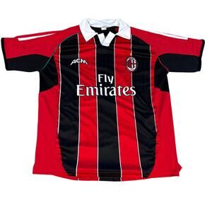 y2k AC Milan Fly Emirates Polo shirt large Remini soccer football sportswear gym